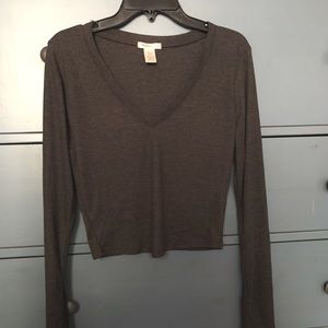 Charcoal grey ribbed top